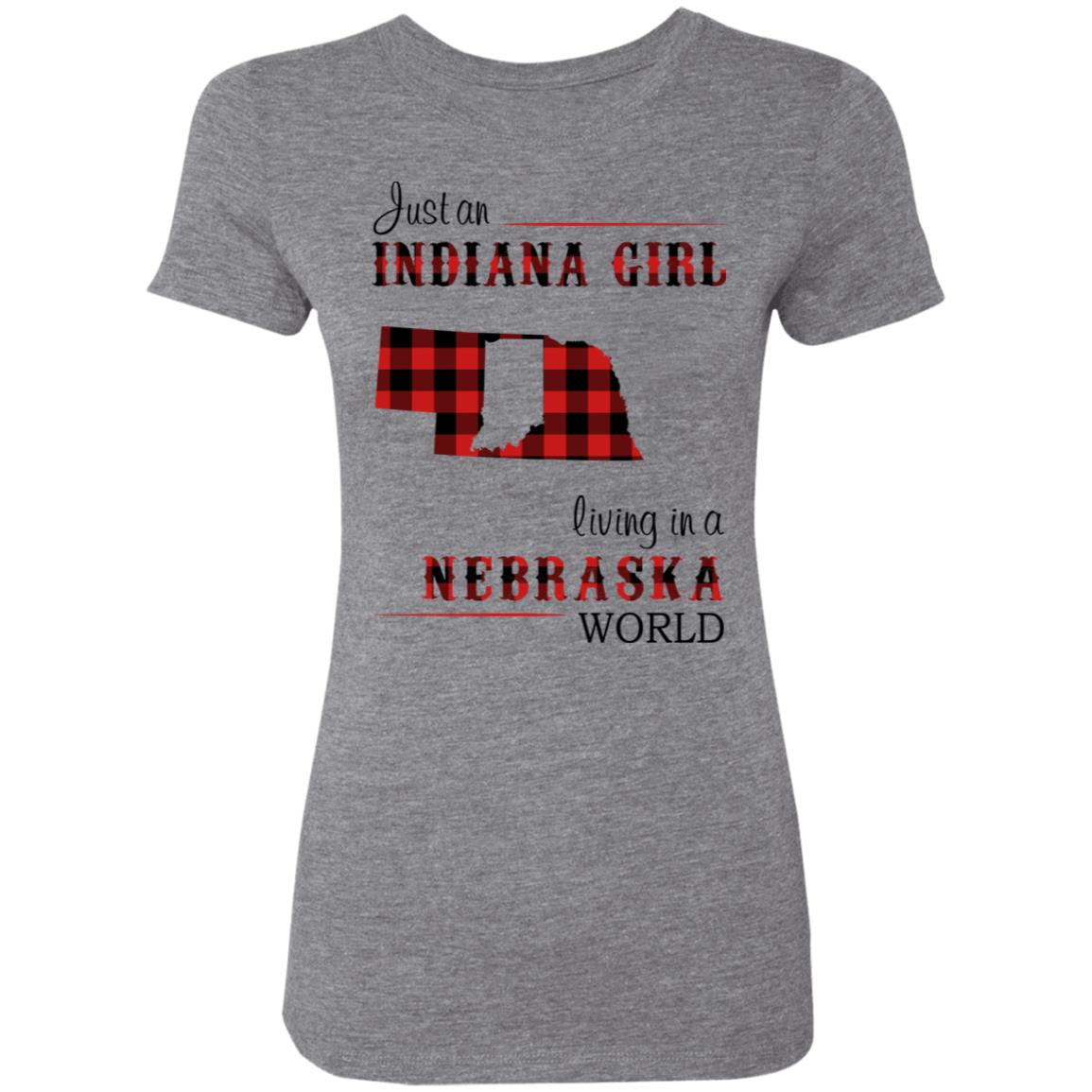 Just An Indiana Girl Living In A Nebraska World T-Shirt - T-shirt Born Live Plaid Red Teezalo