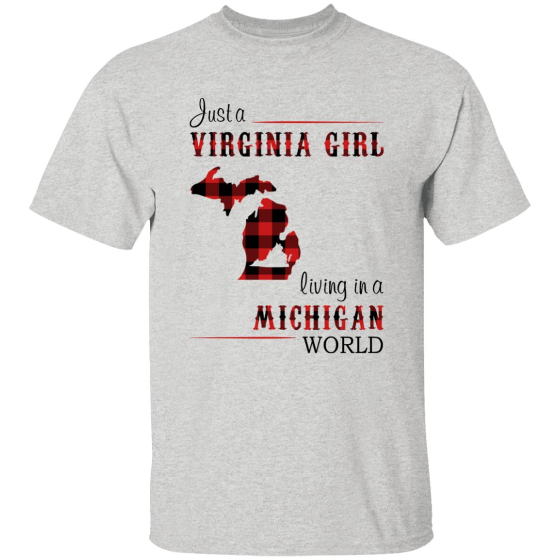 Just A Virginia Girl Living In A Michigan World T-shirt - T-shirt Born Live Plaid Red Teezalo