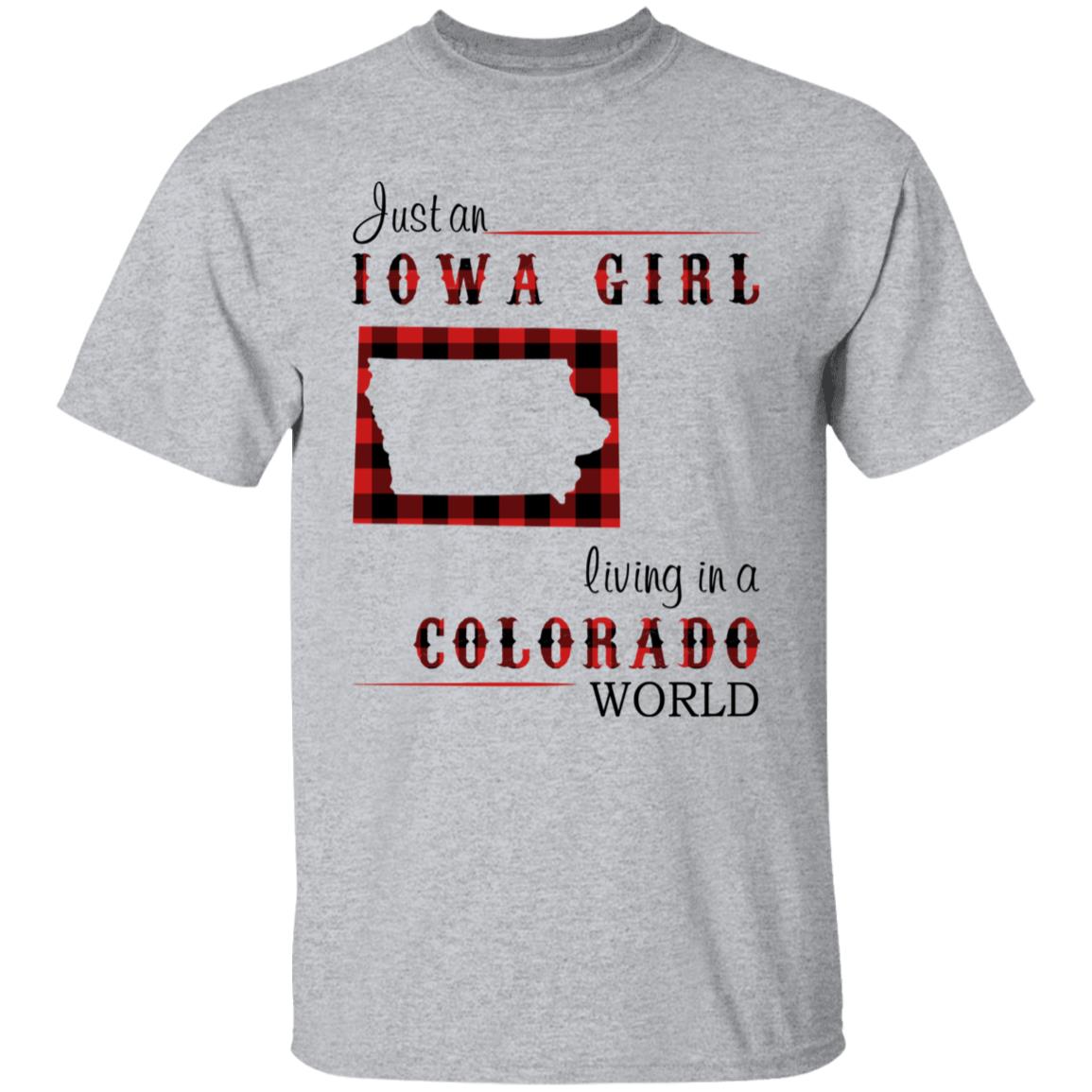 Just An Iowa Girl Living In A Colorado World T-shirt - T-shirt Born Live Plaid Red Teezalo