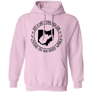 Just A West Virginia Girl Living In An Ohio World Hoodie - Hoodie Teezalo