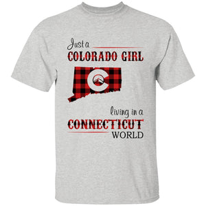Just A Colorado Girl Living In A Connecticut World T-shirt - T-shirt Born Live Plaid Red Teezalo