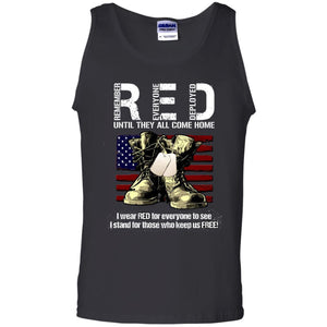 Patriotic Veteran Shirt  Red Remember Everyone Deployed - T-shirt Veteran Teezalo