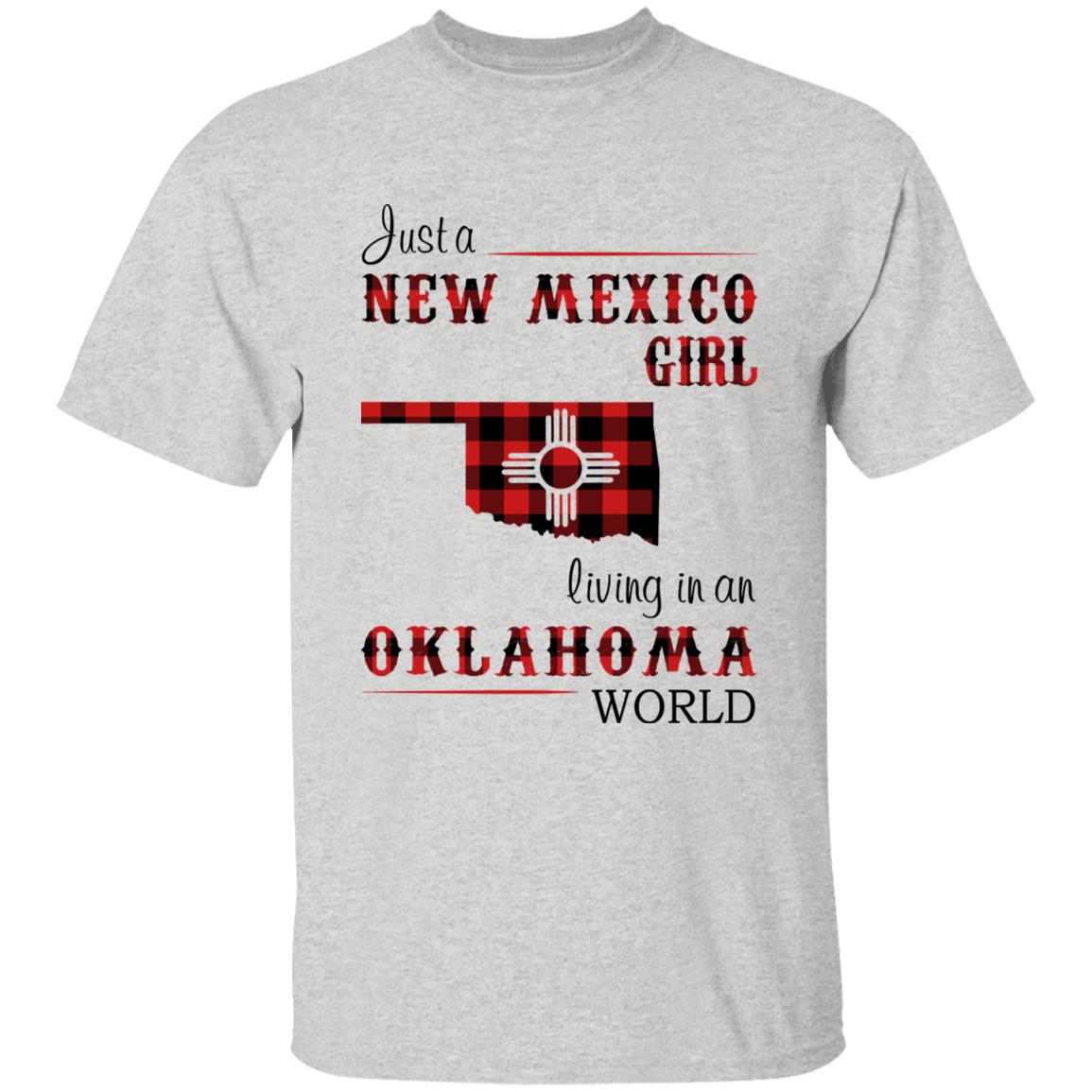 Just A New Mexico Girl Living In An Oklahoma World T-shirt - T-shirt Born Live Plaid Red Teezalo