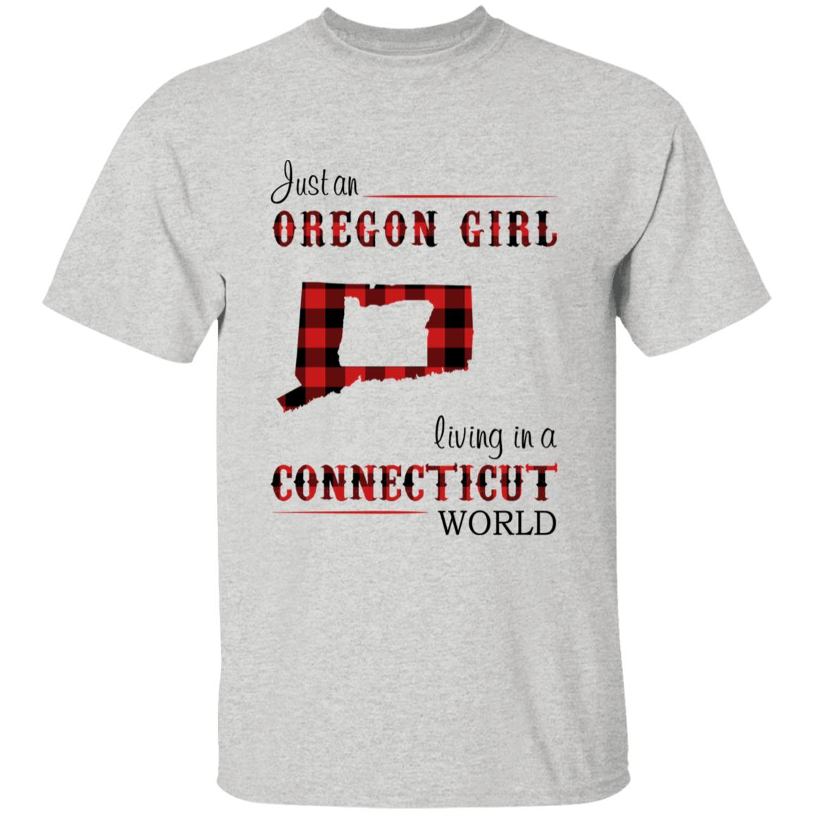 Just An Oregon Girl Living In A Connecticut World T-shirt - T-shirt Born Live Plaid Red Teezalo