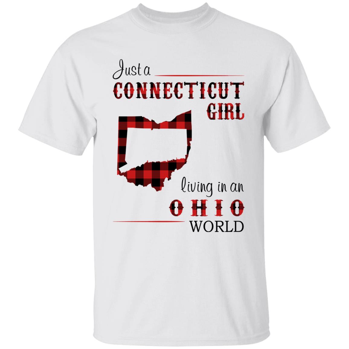 Just A Connecticut Girl Living In An Ohio World T-shirt - T-shirt Born Live Plaid Red Teezalo