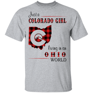 Just A Colorado Girl Living In An Ohio World T-shirt - T-shirt Born Live Plaid Red Teezalo