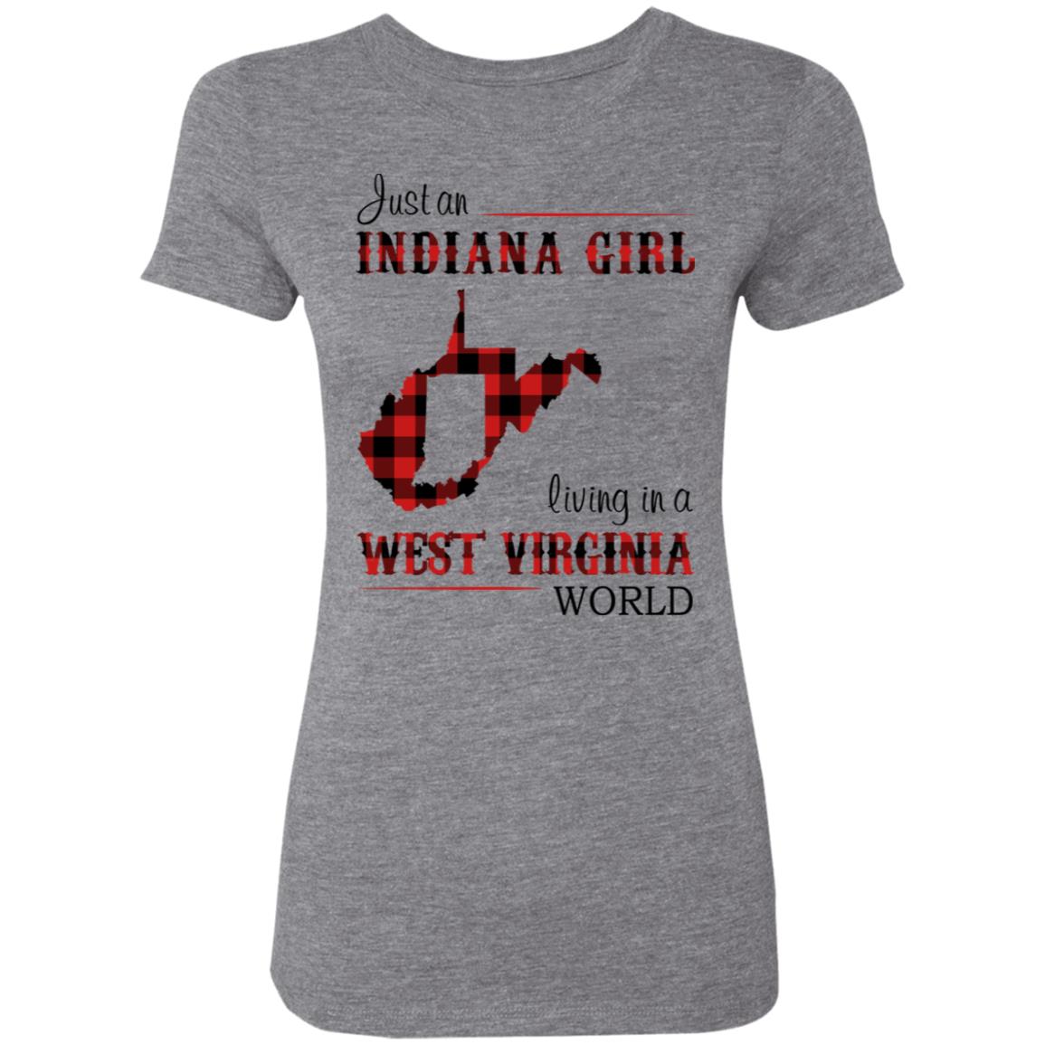 Just An Indiana Girl Living In A West Virginia World T-Shirt - T-shirt Born Live Plaid Red Teezalo