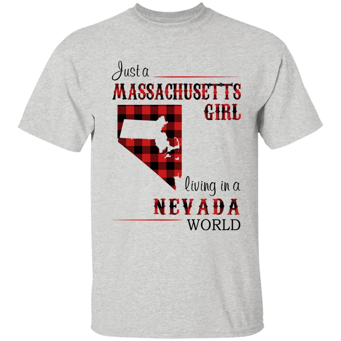 Just A Massachusetts Girl Living In A Nevada World T-shirt - T-shirt Born Live Plaid Red Teezalo