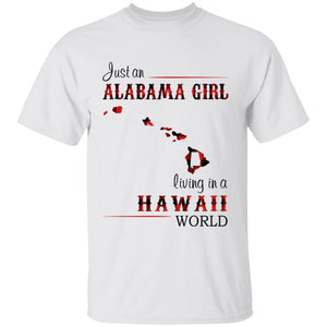 Just An Alabama Girl Living In A Hawaii World T-shirt - T-shirt Born Live Plaid Red Teezalo