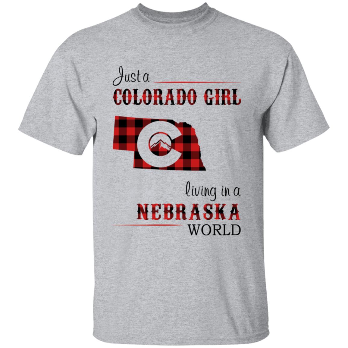 Just A Colorado Girl Living In A Nebraska World T-shirt - T-shirt Born Live Plaid Red Teezalo