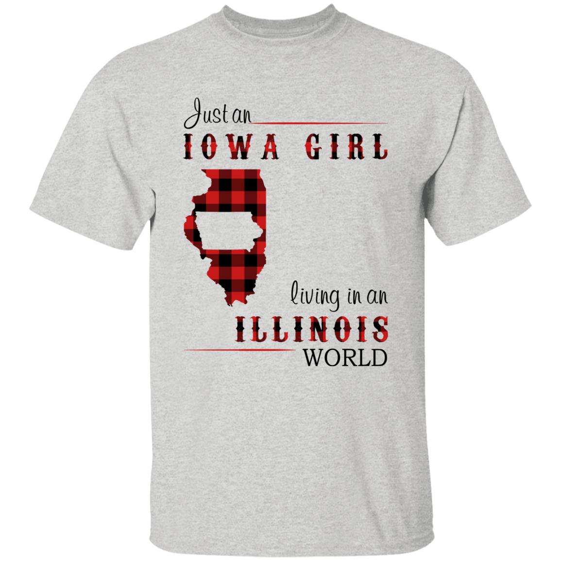 Just An Iowa Girl Living In An Illinois World T-shirt - T-shirt Born Live Plaid Red Teezalo