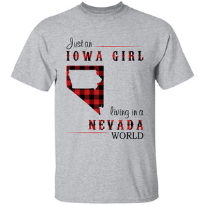 Just An Iowa Girl Living In A Nevada World T-shirt - T-shirt Born Live Plaid Red Teezalo