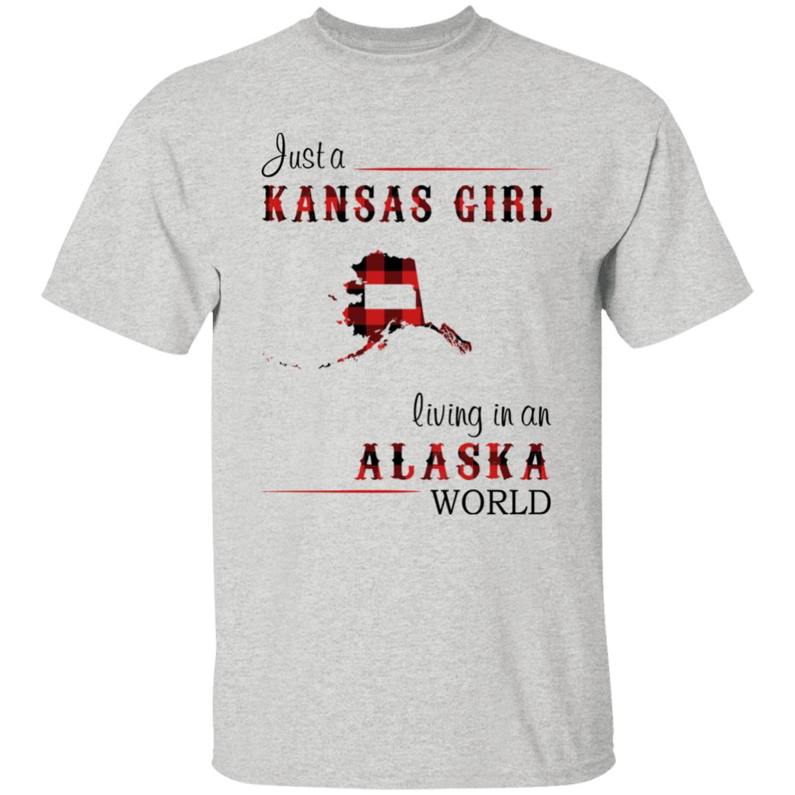 Just A Kansas Girl Living In An Alaska World T-shirt - T-shirt Born Live Plaid Red Teezalo