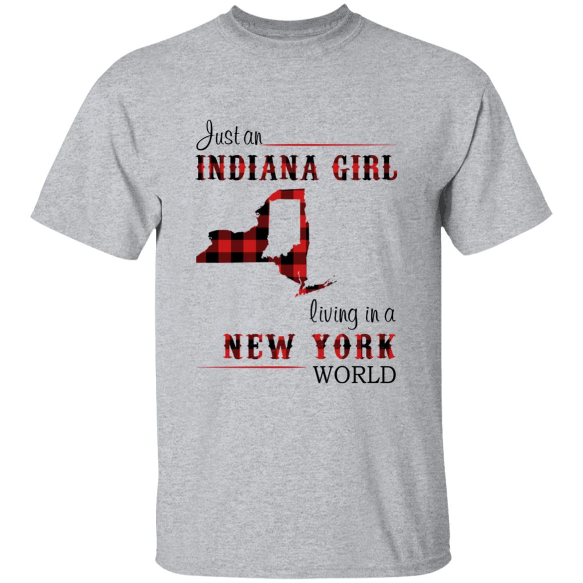 Just An Indiana Girl Living In A New York World T-shirt - T-shirt Born Live Plaid Red Teezalo