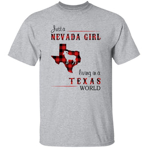 Just A Nevada Girl Living In A Texas World T-shirt - T-shirt Born Live Plaid Red Teezalo