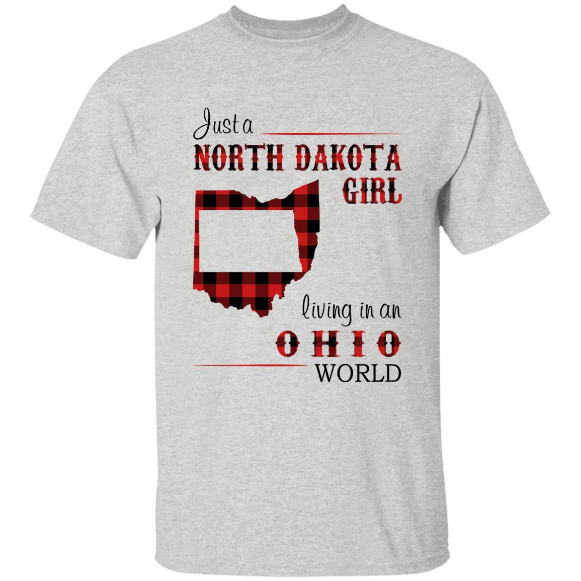 Just A North Dakota Girl Living In An Ohio World T-shirt - T-shirt Born Live Plaid Red Teezalo
