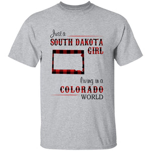 Just A South Dakota Girl Living In A Colorado World T-shirt - T-shirt Born Live Plaid Red Teezalo