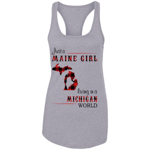 Just A Maine Girl Living In A Michigan World T-Shirt - T-shirt Teezalo