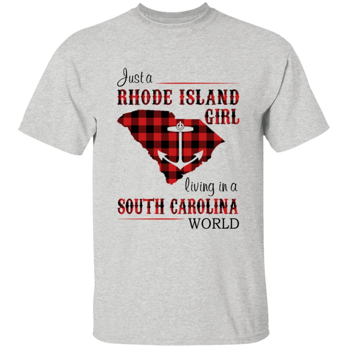 Just A Rhode Island Girl Living In A South Carolina World T-shirt - T-shirt Born Live Plaid Red Teezalo