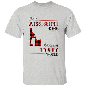 Just A Mississippi Girl Living In An Indiana World T-shirt - T-shirt Born Live Plaid Red Teezalo
