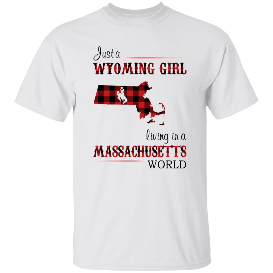 Just A Wyoming Girl Living In A Massachusetts World T-shirt - T-shirt Born Live Plaid Red Teezalo