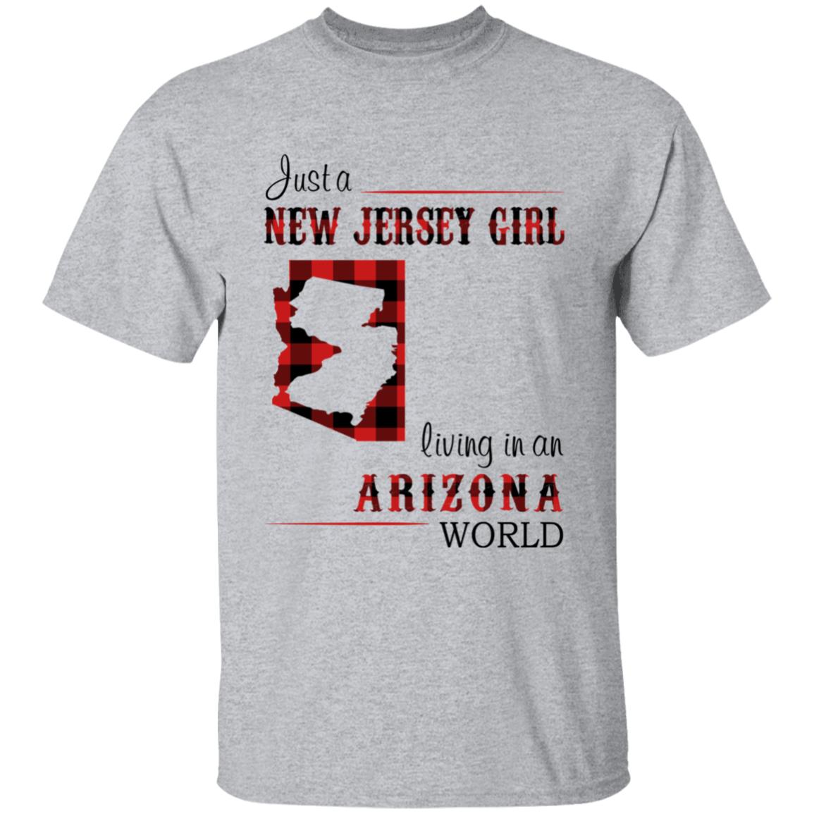 Just A New Jersey Girl Living In An Arizona World T-shirt - T-shirt Born Live Plaid Red Teezalo