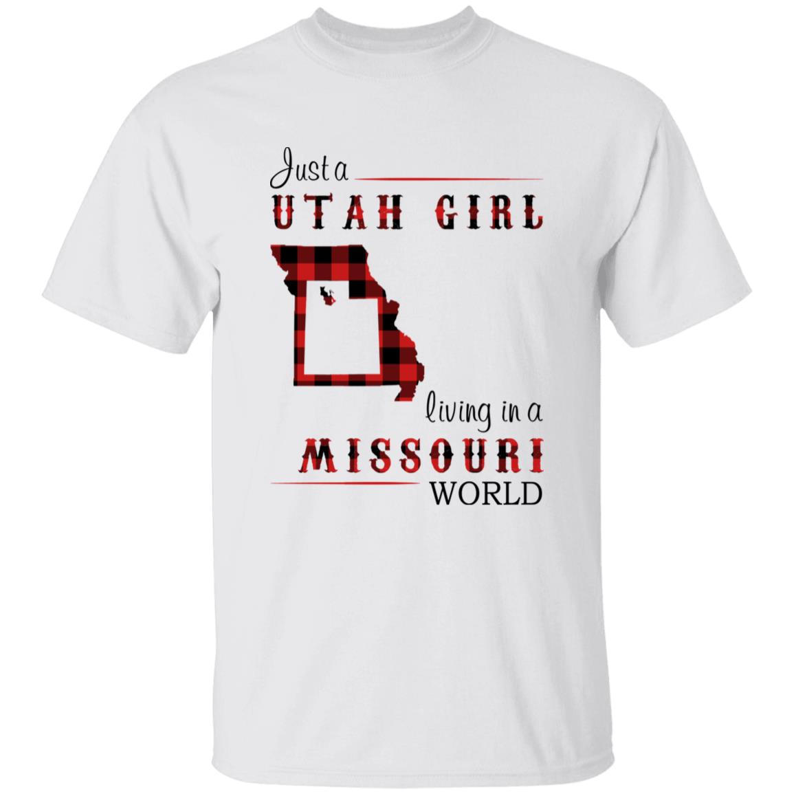 Just A Utah Girl Living In A Missouri World T-shirt - T-shirt Born Live Plaid Red Teezalo