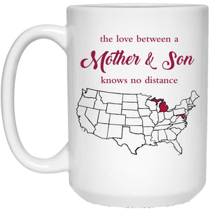 Michigan Maryland	The Love Between Mother And Son Mug - Mug Teezalo