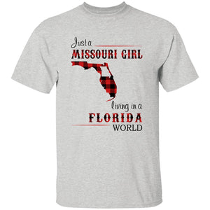 Just A Missouri Girl Living In A Florida World T-shirt - T-shirt Born Live Plaid Red Teezalo