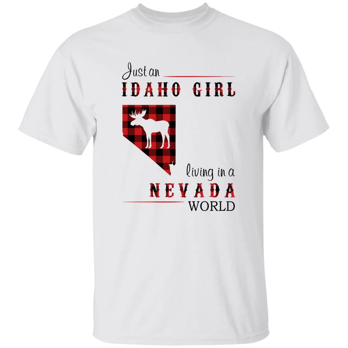Just An Idaho Girl Living In A Nevada World T-shirt - T-shirt Born Live Plaid Red Teezalo