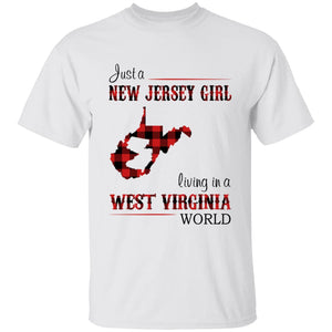 Just A New Jersey Girl Living In A West Virginia World T-shirt - T-shirt Born Live Plaid Red Teezalo