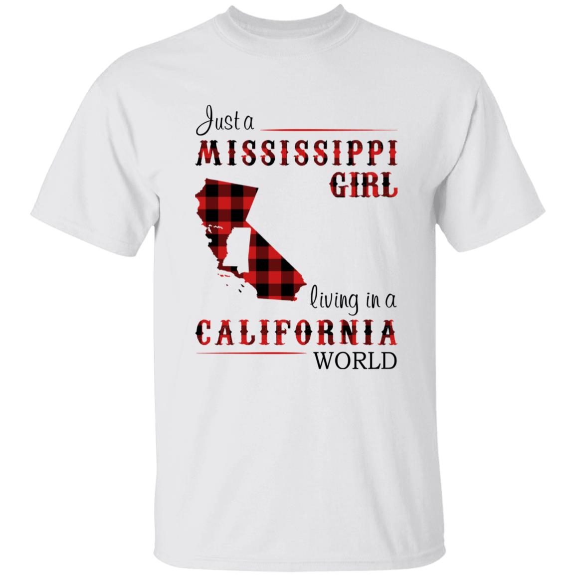 Just A Mississippi Girl Living In A California World T-shirt - T-shirt Born Live Plaid Red Teezalo
