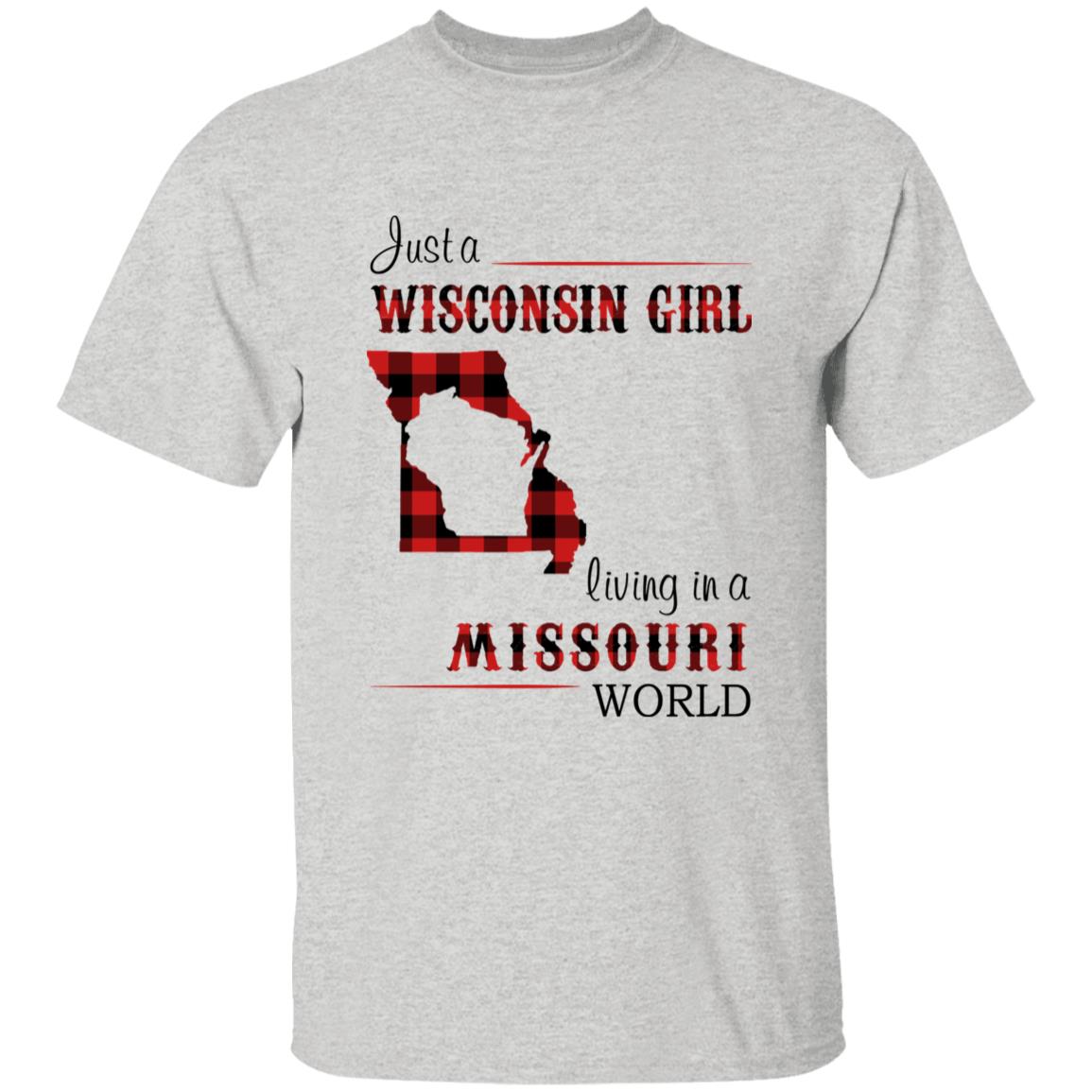 Just A Wisconsin Girl Living In A Missouri World T-shirt - T-shirt Born Live Plaid Red Teezalo