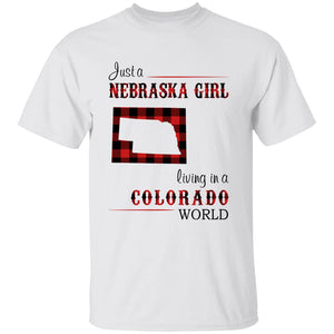 Just A Nebraska Girl Living In A Colorado World T-shirt - T-shirt Born Live Plaid Red Teezalo