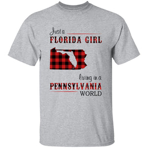 Just A Florida Girl Living In A Pennsylvania World T-shirt - T-shirt Born Live Plaid Red Teezalo