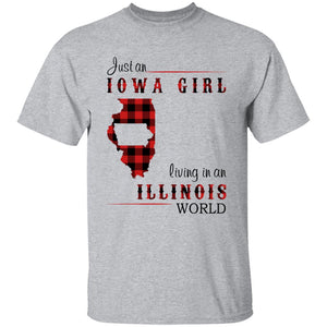 Just An Iowa Girl Living In An Illinois World T-shirt - T-shirt Born Live Plaid Red Teezalo