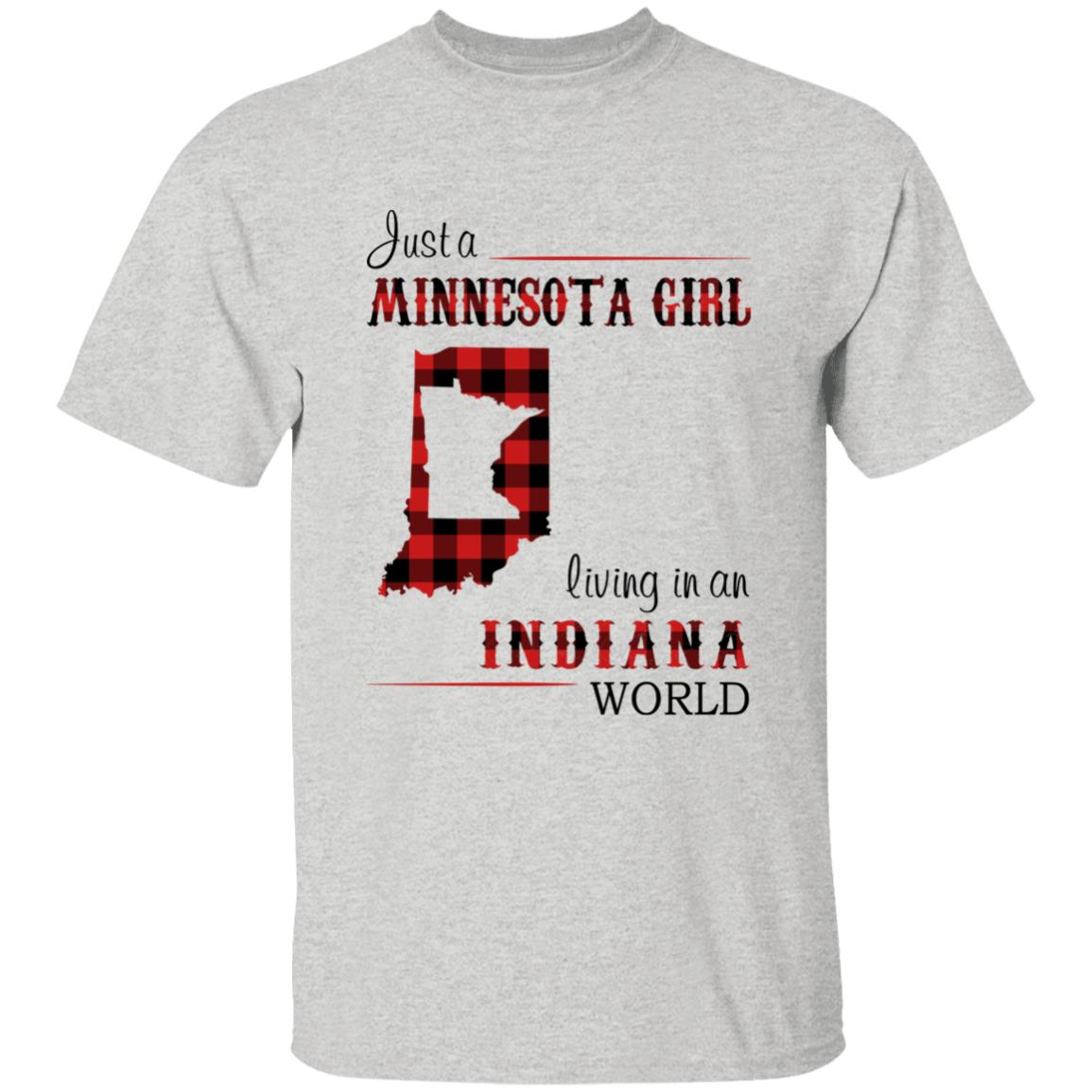Just A Minnesota Girl Living In An Indiana World T-shirt - T-shirt Born Live Plaid Red Teezalo