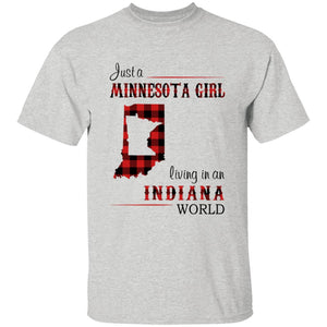 Just A Minnesota Girl Living In An Indiana World T-shirt - T-shirt Born Live Plaid Red Teezalo