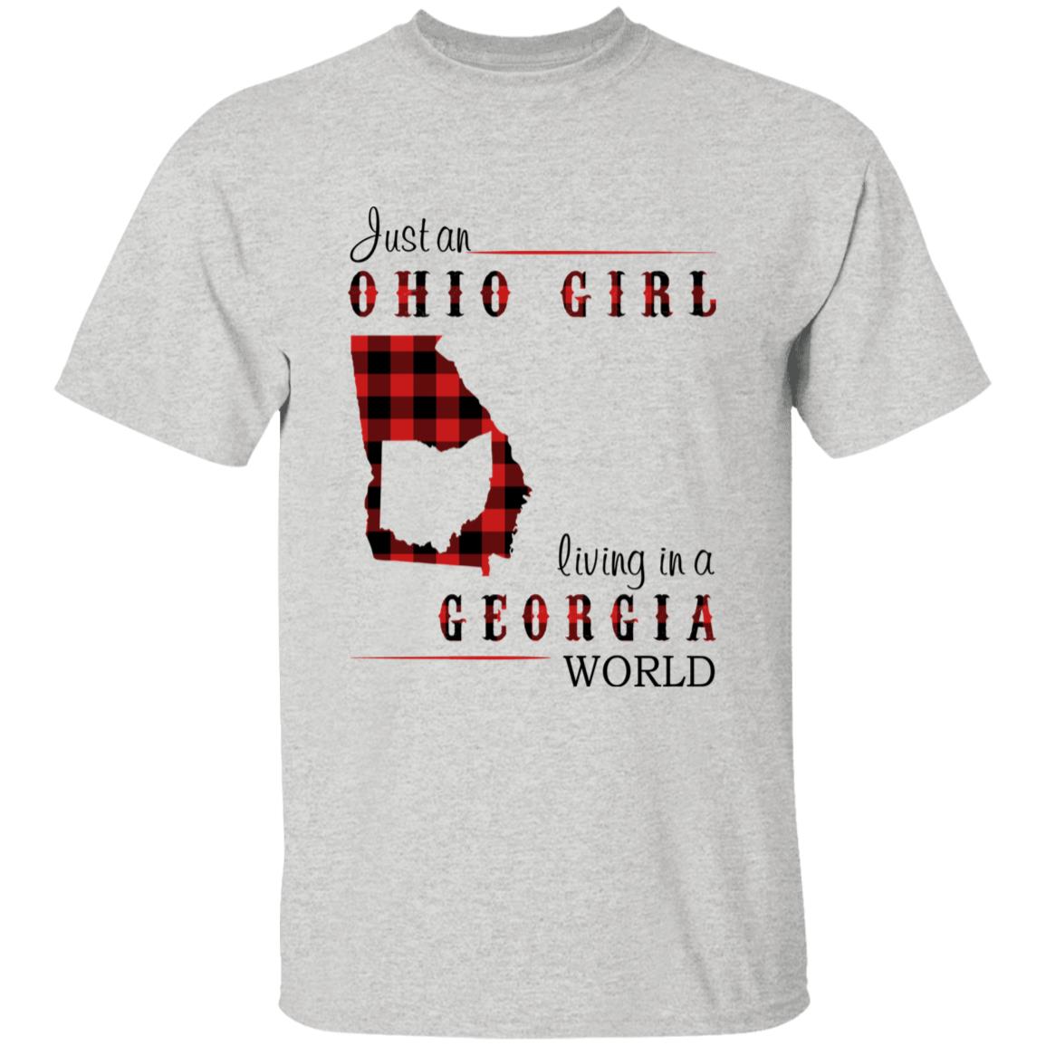 Just An Ohio Girl Living In A Georgia World T-shirt - T-shirt Born Live Plaid Red Teezalo