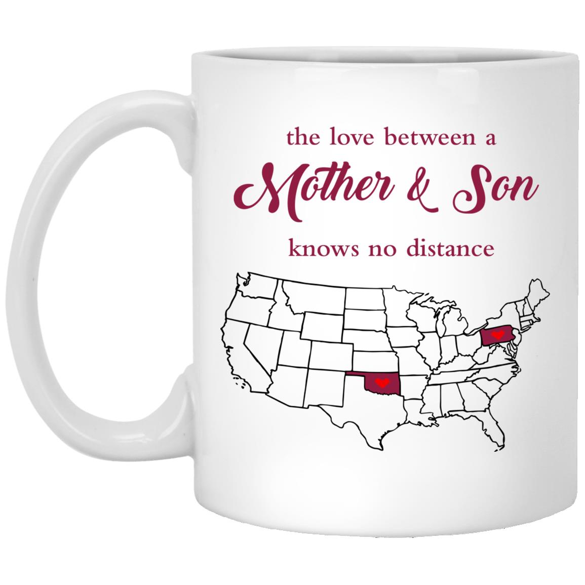 Oklahoma Pennsylvania The Love Between Mother And Son Mug - Mug Teezalo