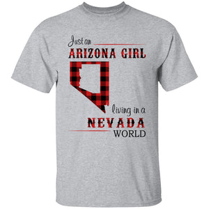 Just An Arizona Girl Living In A Nevada World T-shirt - T-shirt Born Live Plaid Red Teezalo