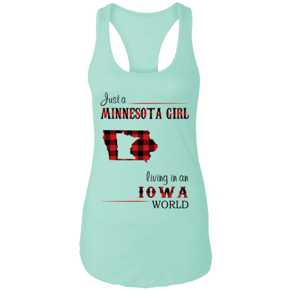 Just A Minnesota Girl Living In An Iowa World T Shirt - T-shirt Teezalo