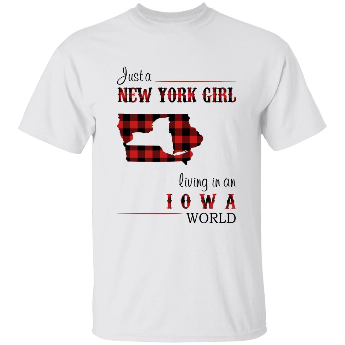 Just A New York Girl Living In An Iowa World T-shirt - T-shirt Born Live Plaid Red Teezalo
