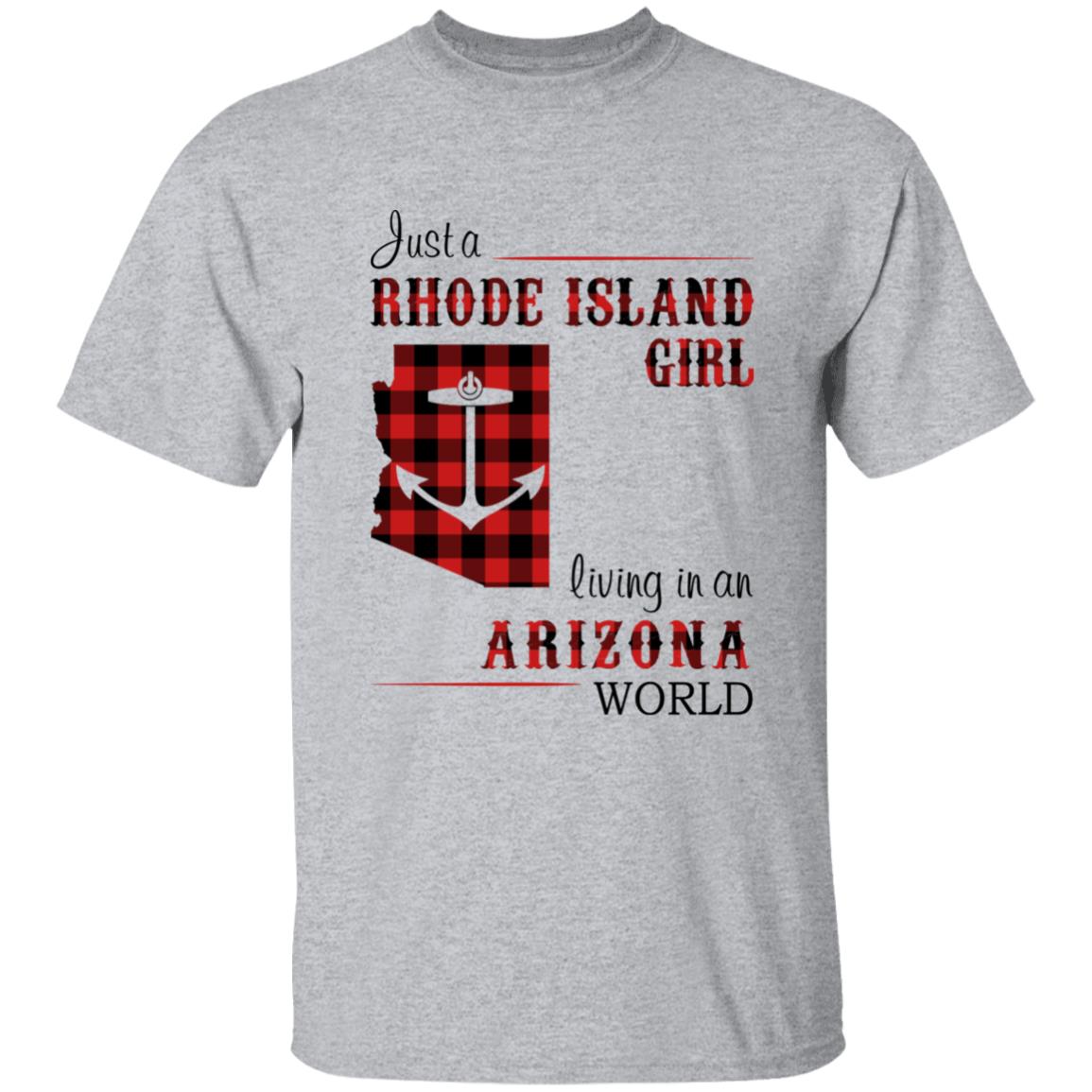 Just A Rhode Island Girl Living In An Arizona World T-shirt - T-shirt Born Live Plaid Red Teezalo