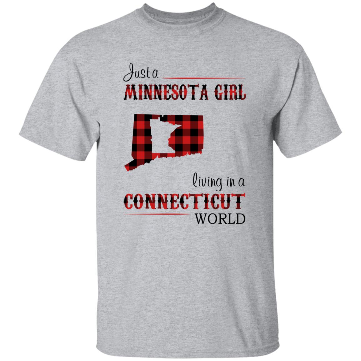 Just A Minnesota Girl Living In A Connecticut World T-shirt - T-shirt Born Live Plaid Red Teezalo