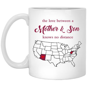 Arizona West Virginia The Love Between Mother And Son Mug - Mug Teezalo