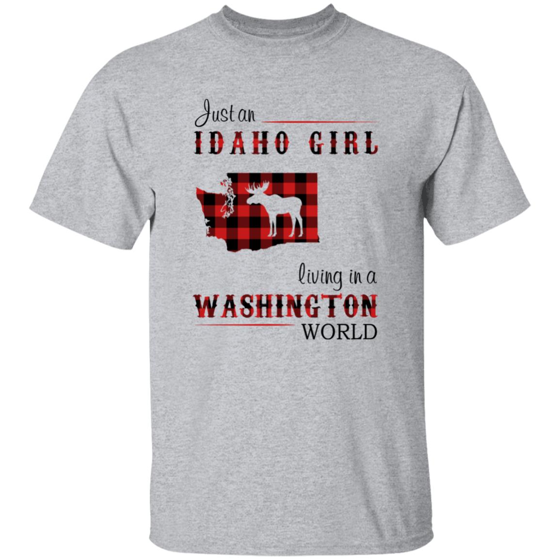 Just An Idaho Girl Living In A Washington World T-shirt - T-shirt Born Live Plaid Red Teezalo