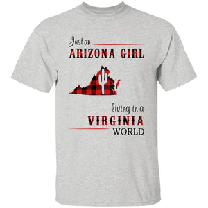 Just An Arizona Girl Living In A Virginia World T-shirt - T-shirt Born Live Plaid Red Teezalo