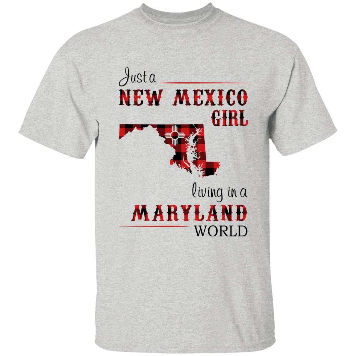 Just A New Mexico Girl Living In A Maryland World T-shirt - T-shirt Born Live Plaid Red Teezalo