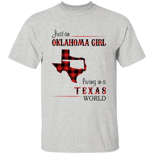 Just An Oklahoma Girl Living In A Texas World T-shirt - T-shirt Born Live Plaid Red Teezalo